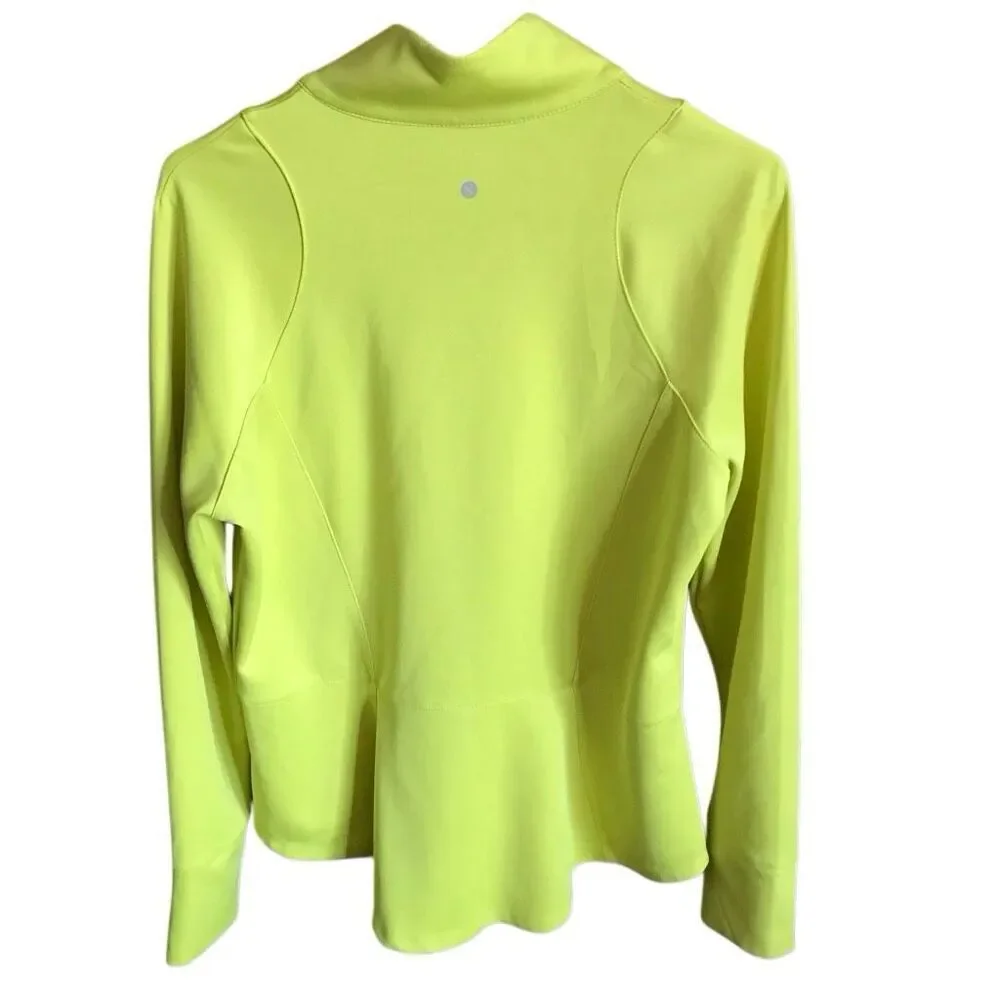 Layer8 womens zip up jacket yellow Size M pockets peplum athletic running yoga